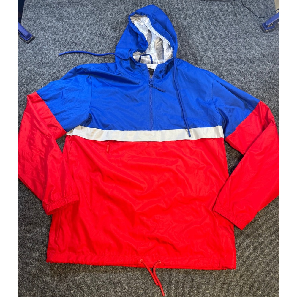 No Boundaries Colorblock Windbreaker Jacket Red‎ White Blue Quarter Zip Small